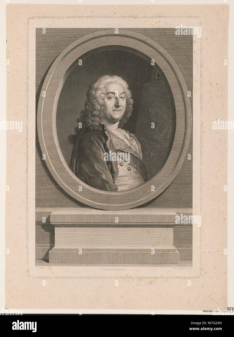 Dieses Kunstwerk, das Jean Francois de Troy zugeschrieben wird, veranschaulicht den Stil und die Techniken der französischen Malerei des 18. Jahrhunderts und zeigt seine unverwechselbare Herangehensweise an Porträts oder historische Szenen. Stockfoto