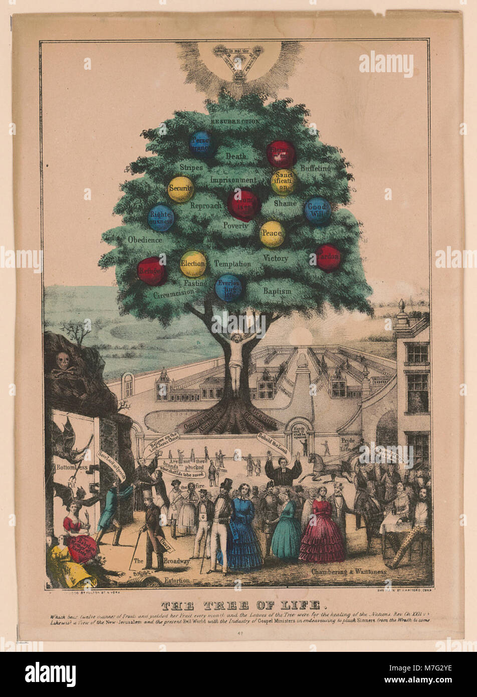 Eine Darstellung des „Baumes des Lebens“, ein ikonisches Symbol, das oft Verflechtungen, Wachstum und spirituelle Einheit darstellt und in verschiedenen kulturellen Traditionen zu finden ist. Stockfoto