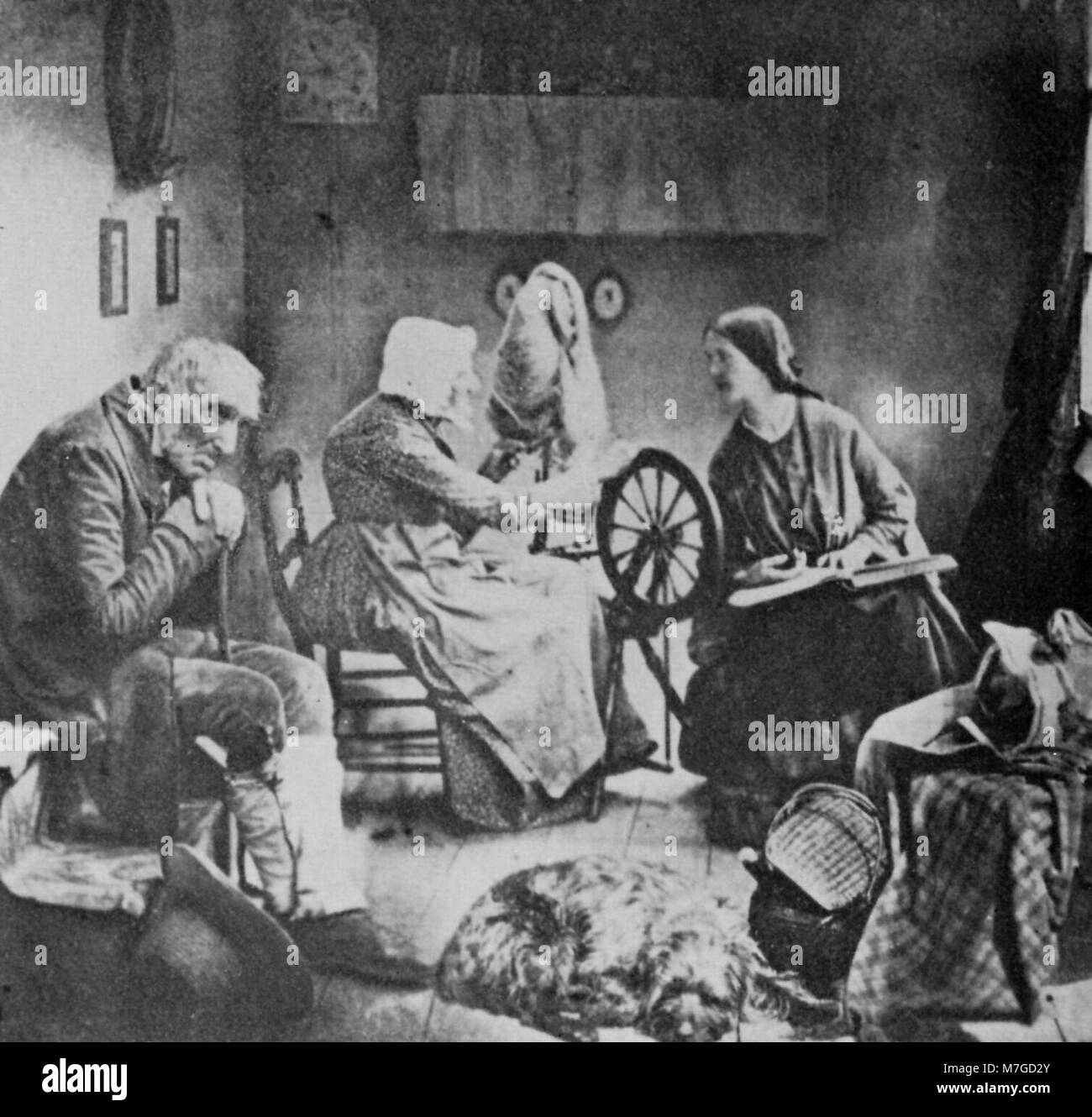 Oskar Gustav Rejlanders Fotografie „der Bibelleser“ fängt eine kontemplative Figur ein, die eine Bibel liest, und zeigt seine Porträtkunst und die emotionale Kraft der Fotografie Mitte des 19. Jahrhunderts. Stockfoto