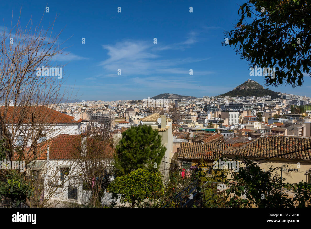Luftbild von der Akropolis in Athen Stockfoto