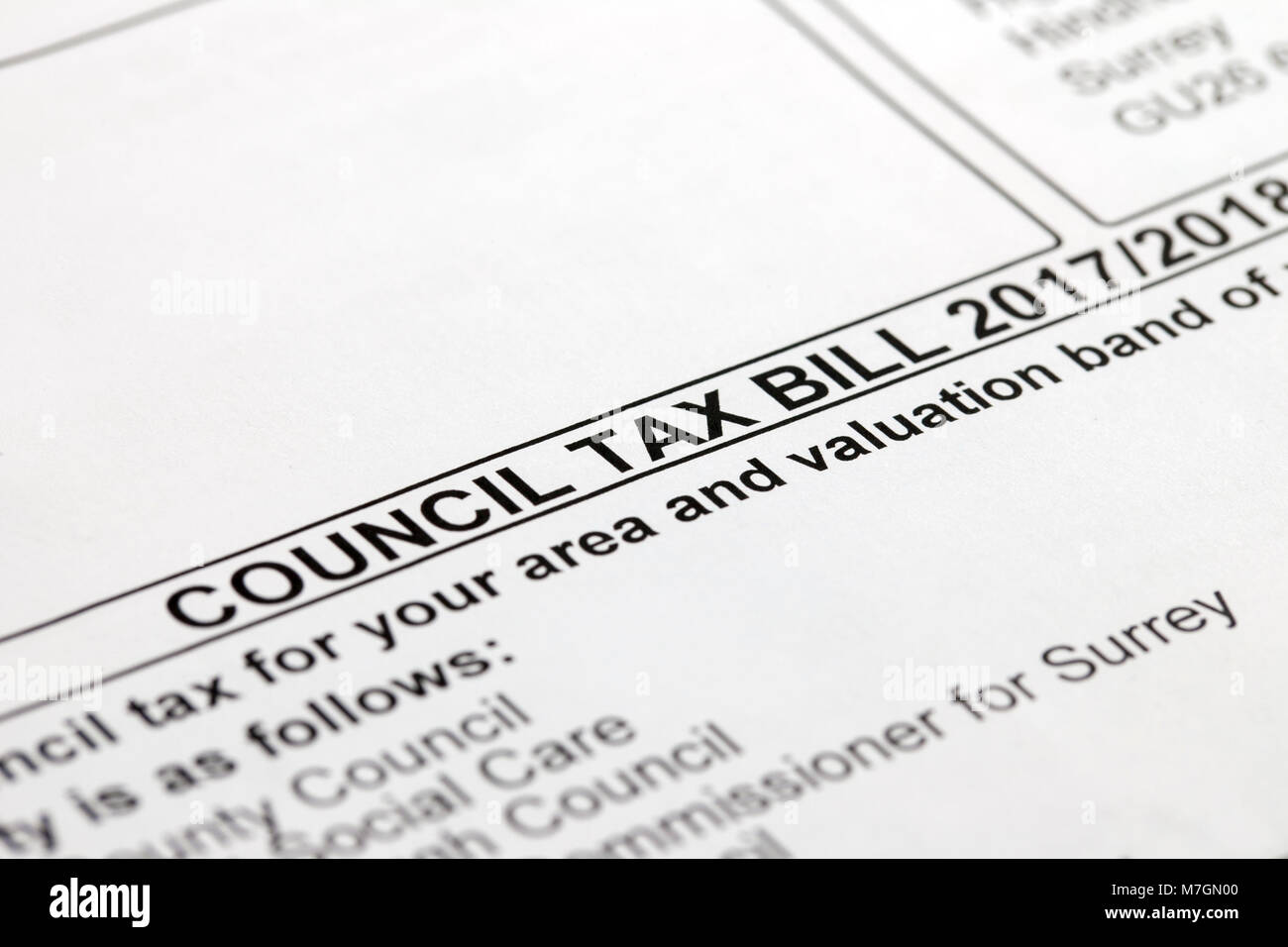 Council Tax Bill Stockfoto