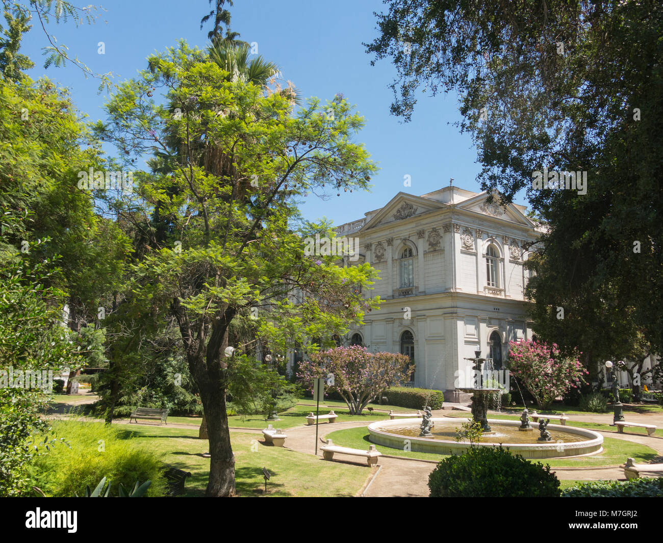 Imposante Sitz von Santiago des Nationalen Kongresses von Chile, im Zentrum von Santiago de Chile, die Hauptstadt und die grösste Stadt in Chile. Stockfoto