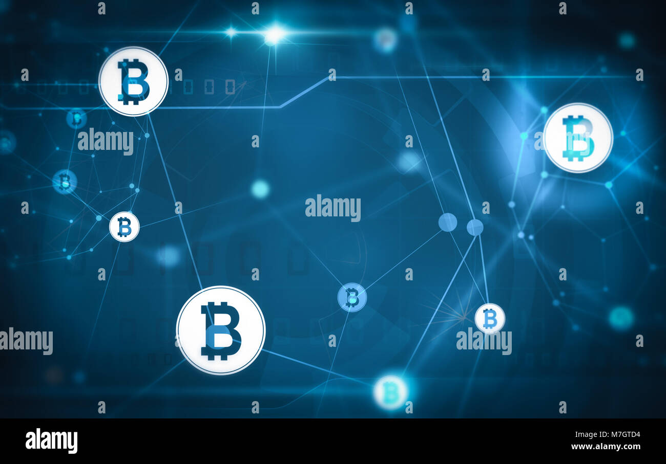 Bitcoin Netzwerk Abbildung Stockfoto