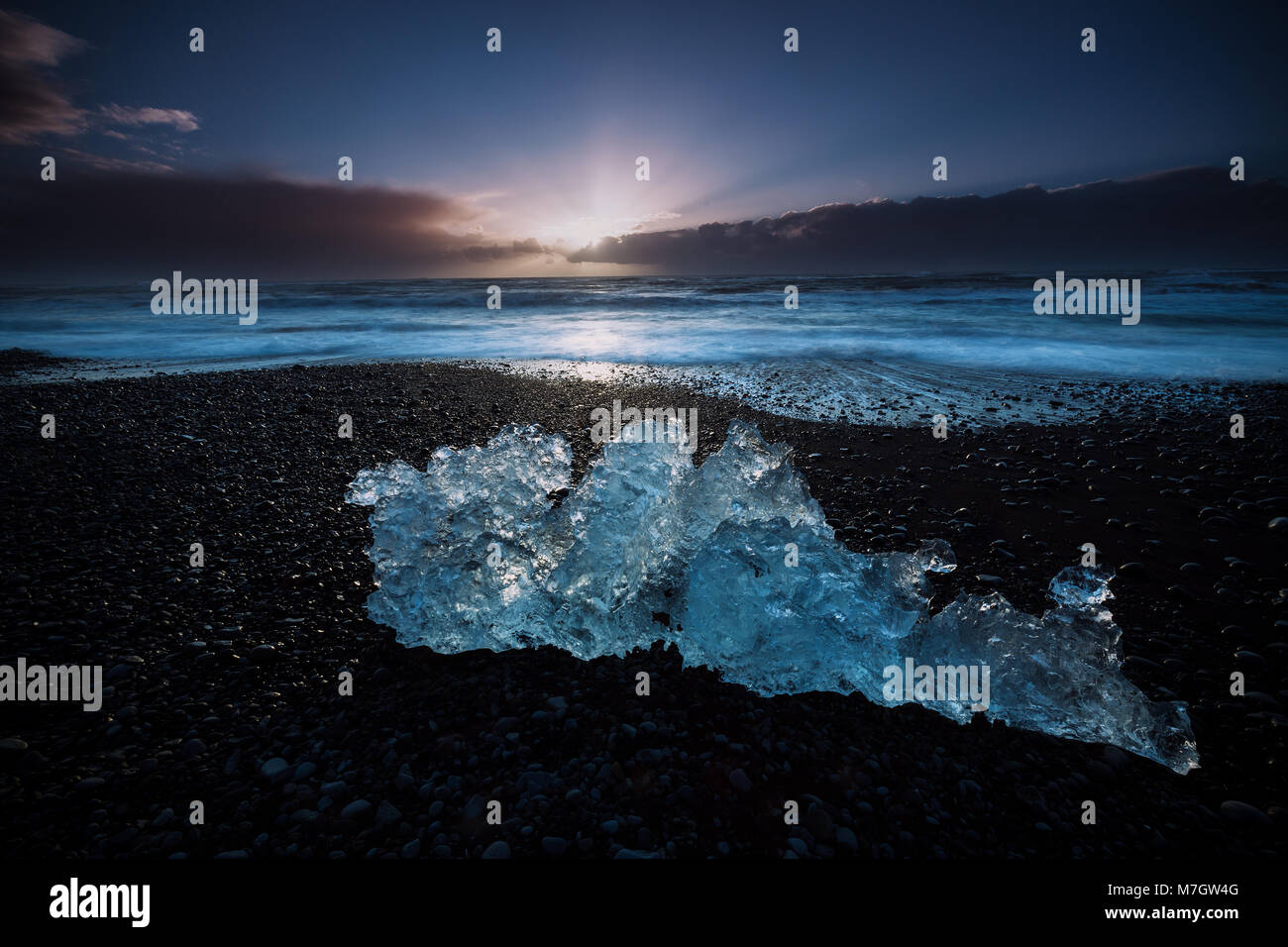 Eisblöcke im Diamond Beach in Island Stockfoto