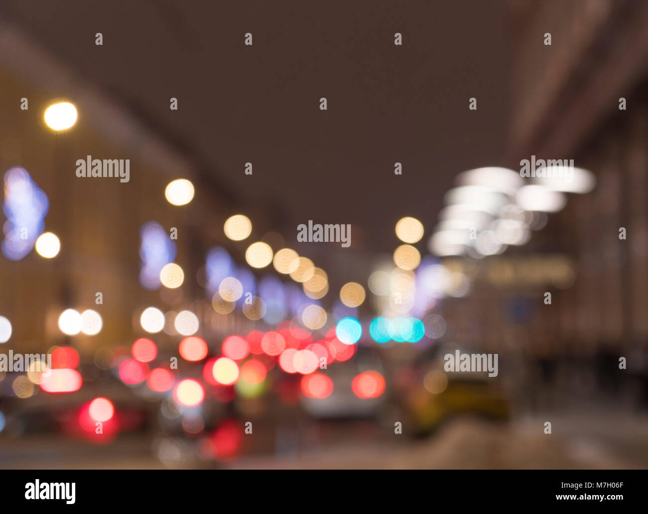 Licht Nacht im City bokeh Abstract background blur Lens Flare. Stockfoto