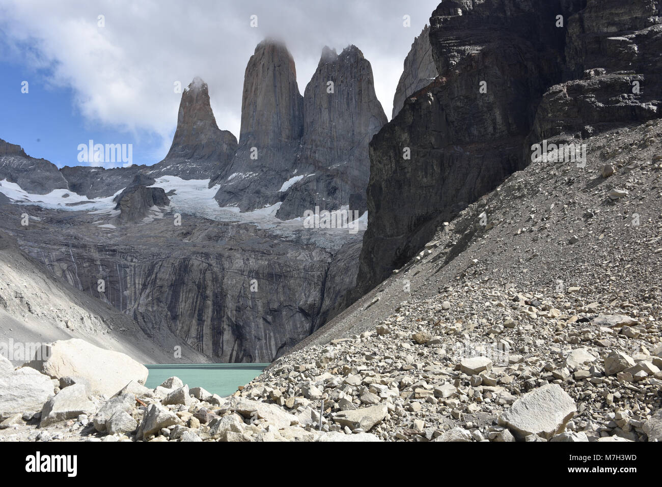 Fuß der Türme (Base Las Torres), Torres del Paine Nationalpark, chilenischen Patagonien Stockfoto