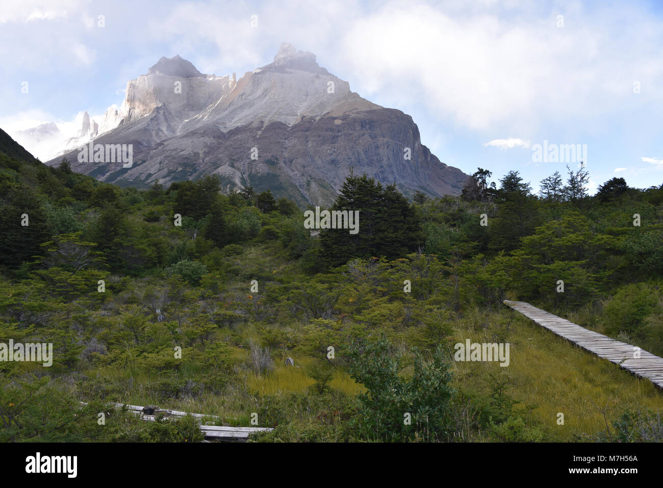 Cuerno Auftraggeber und dem Valle Frances, Torres del Paine Nationalpark. Patagonien, Chile Stockfoto