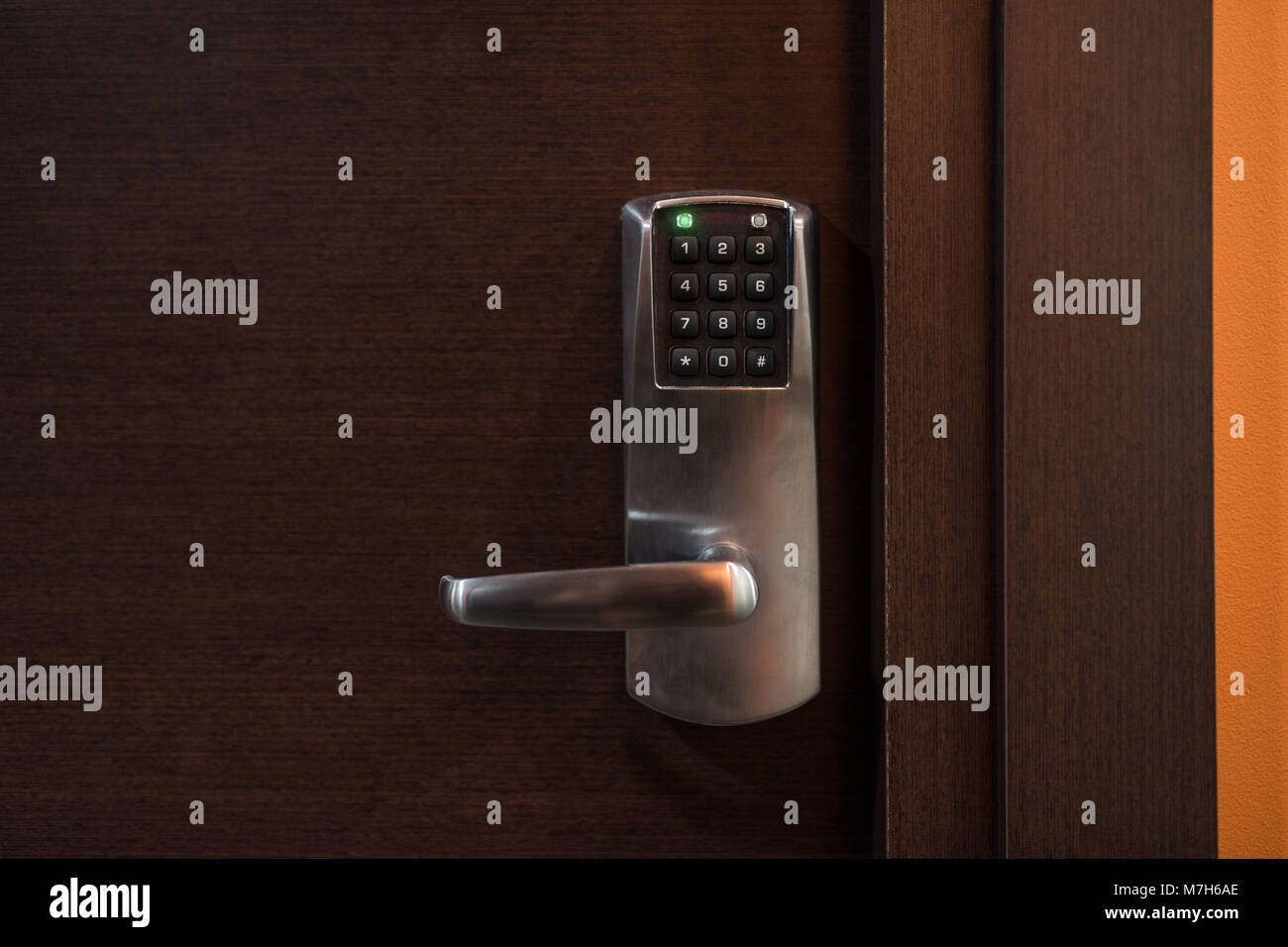Hotel Türgriff mit elektronischen Sicherheit Anzahl system Stockfoto