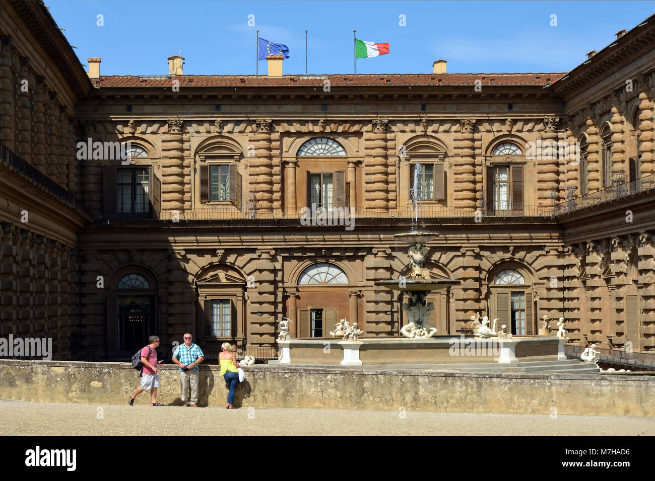 Palazzo Pitti in Florenz in einer Teilansicht - Italien. Stockfoto