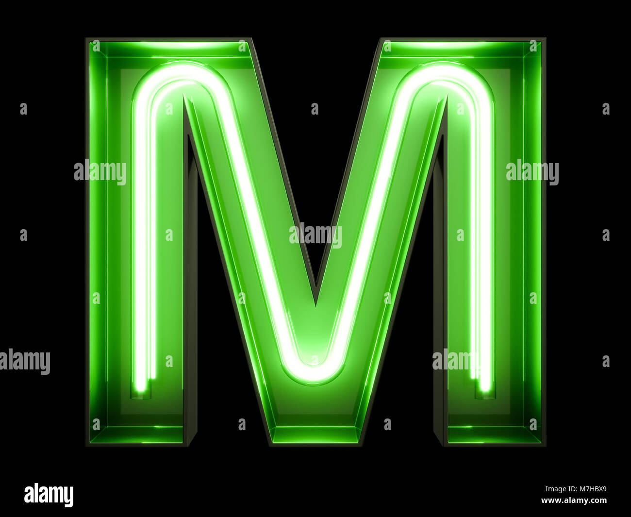 Neon Grun Licht Alphabet Buchstaben M Font Neon Rohre Buchstaben Leuchteffekt Auf Schwarzem Hintergrund 3d Rendering Stockfotografie Alamy