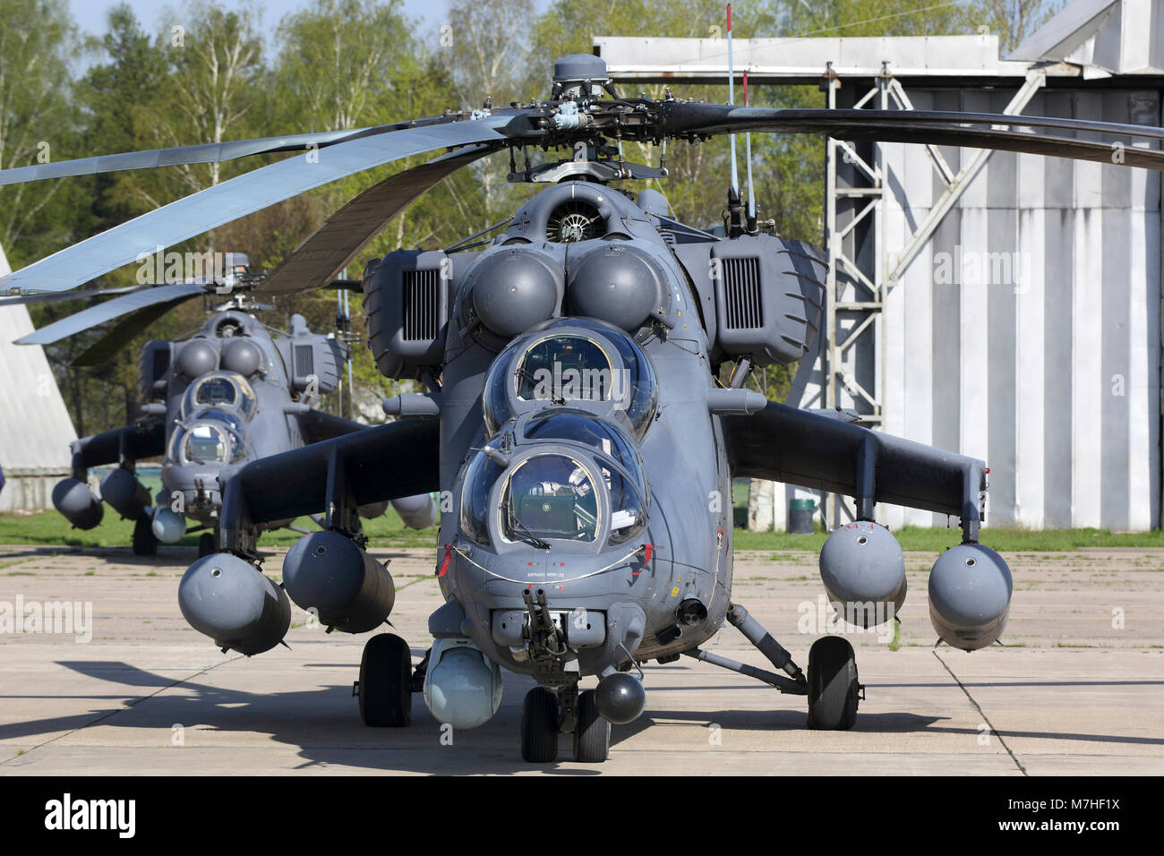 Mil Mi-35 M Kampfhubschrauber der russischen Luftwaffe. Stockfoto