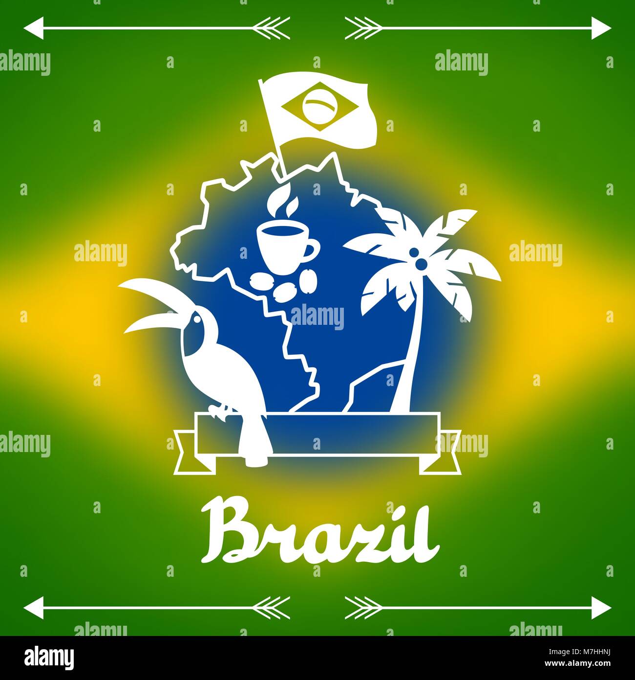 Brasilien Hintergrund mit stilisierten Objekten und kulturelle Symbole Stock Vektor