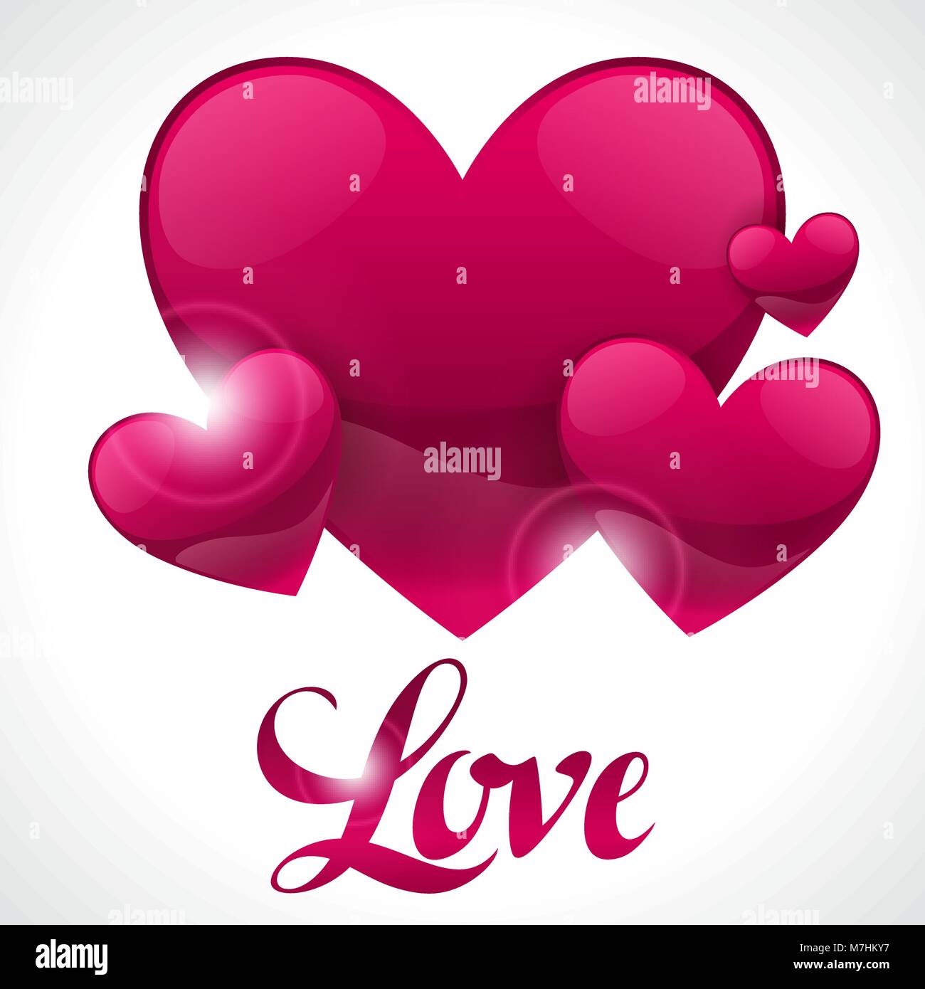 Valentinstag Hintergrund mit Wort Liebe und Herzen. Design Grußkarten, Banner. Konzept für die hochzeit einladung Stock Vektor