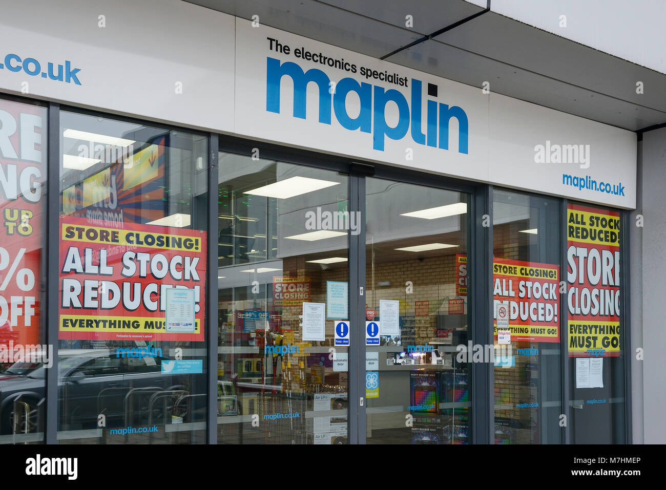 Maplin Store auf eine Retail Park in Chester GROSSBRITANNIEN Stockfoto