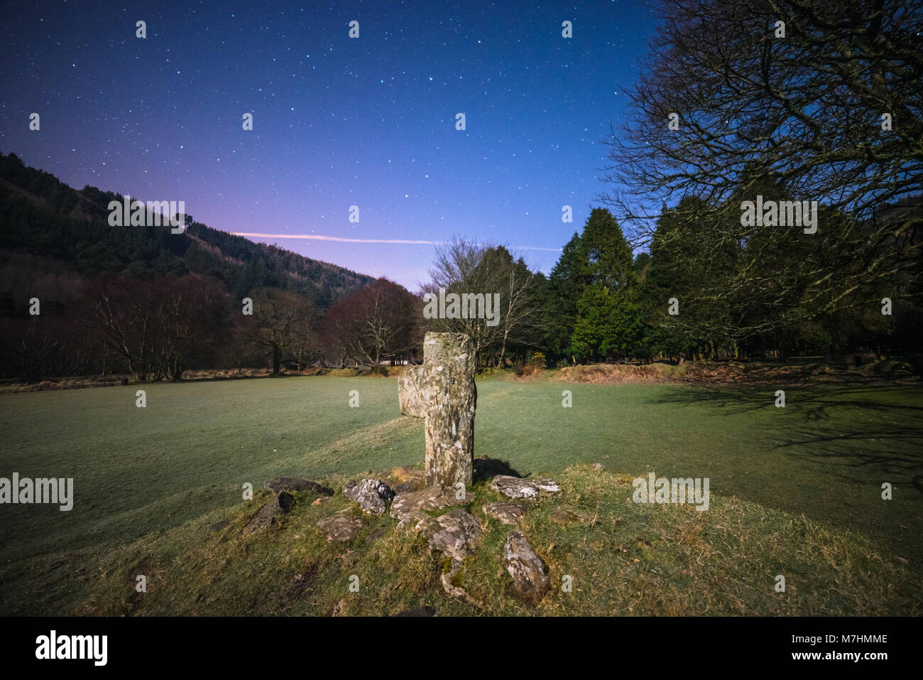 Alte keltische Kreuz in GLendalough - Irland Stockfoto