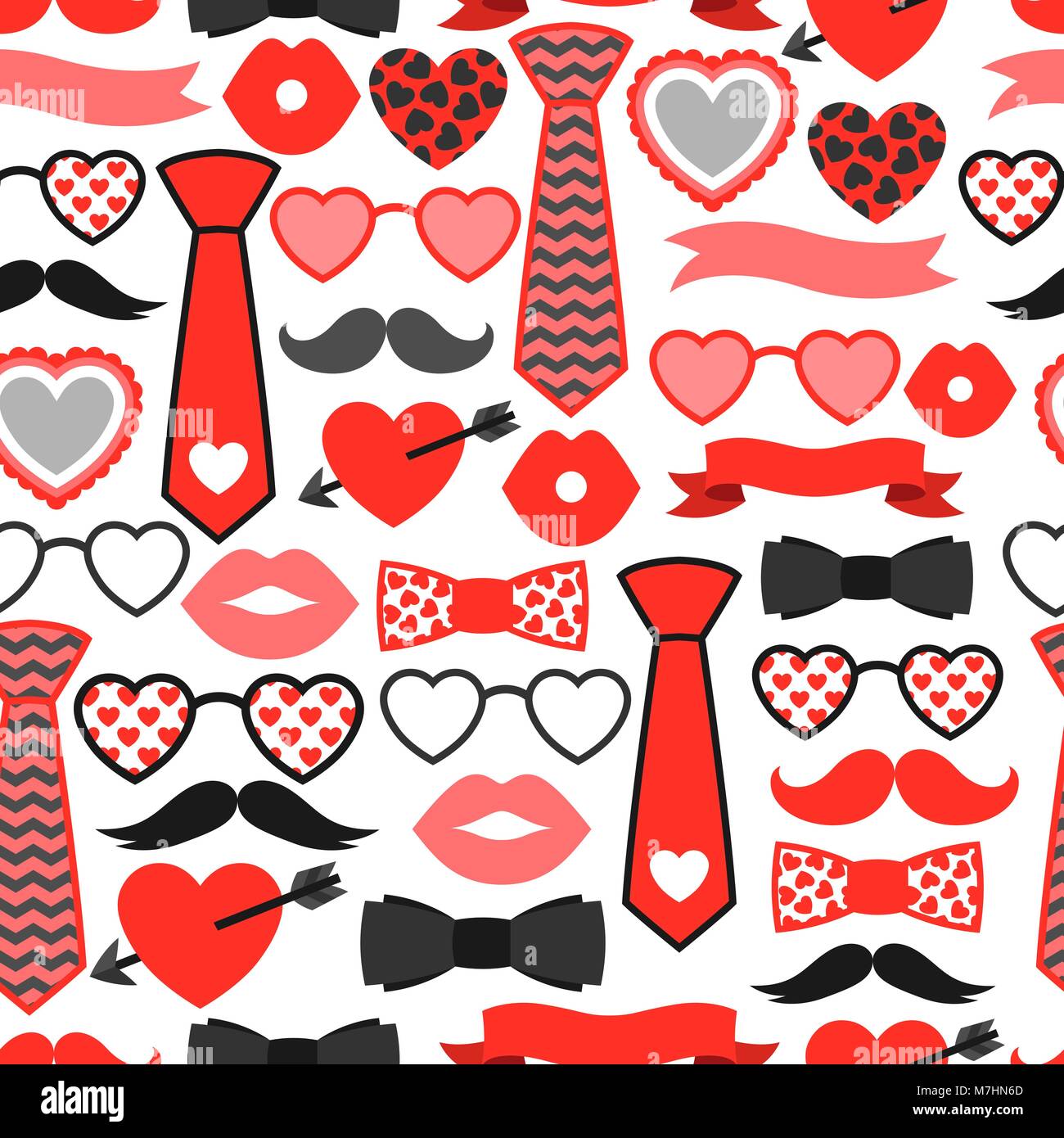 Happy Valentines Tag nahtlose Muster. Hipster Objekte und liebe Urlaub Symbole. Stock Vektor