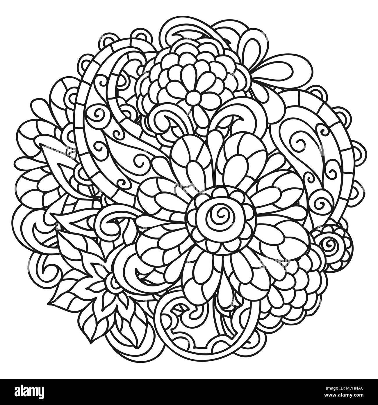 Adult Flower Coloring Seite zum Zeichnen. Blumendruck Blumenzweig ...