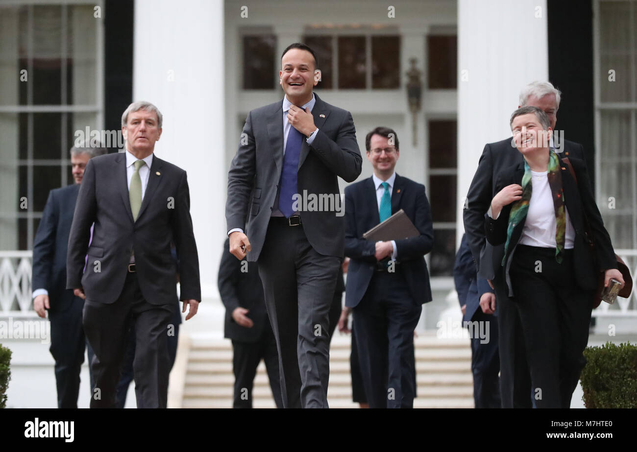 Taoiseach Leo Varadkar verlassen ein Treffen mit Texas Gouverneur Greg Abbott an der Regler-villa in Austin am Anfang seines einwöchigen Besuchs in den Vereinigten Staaten von Amerika. Stockfoto