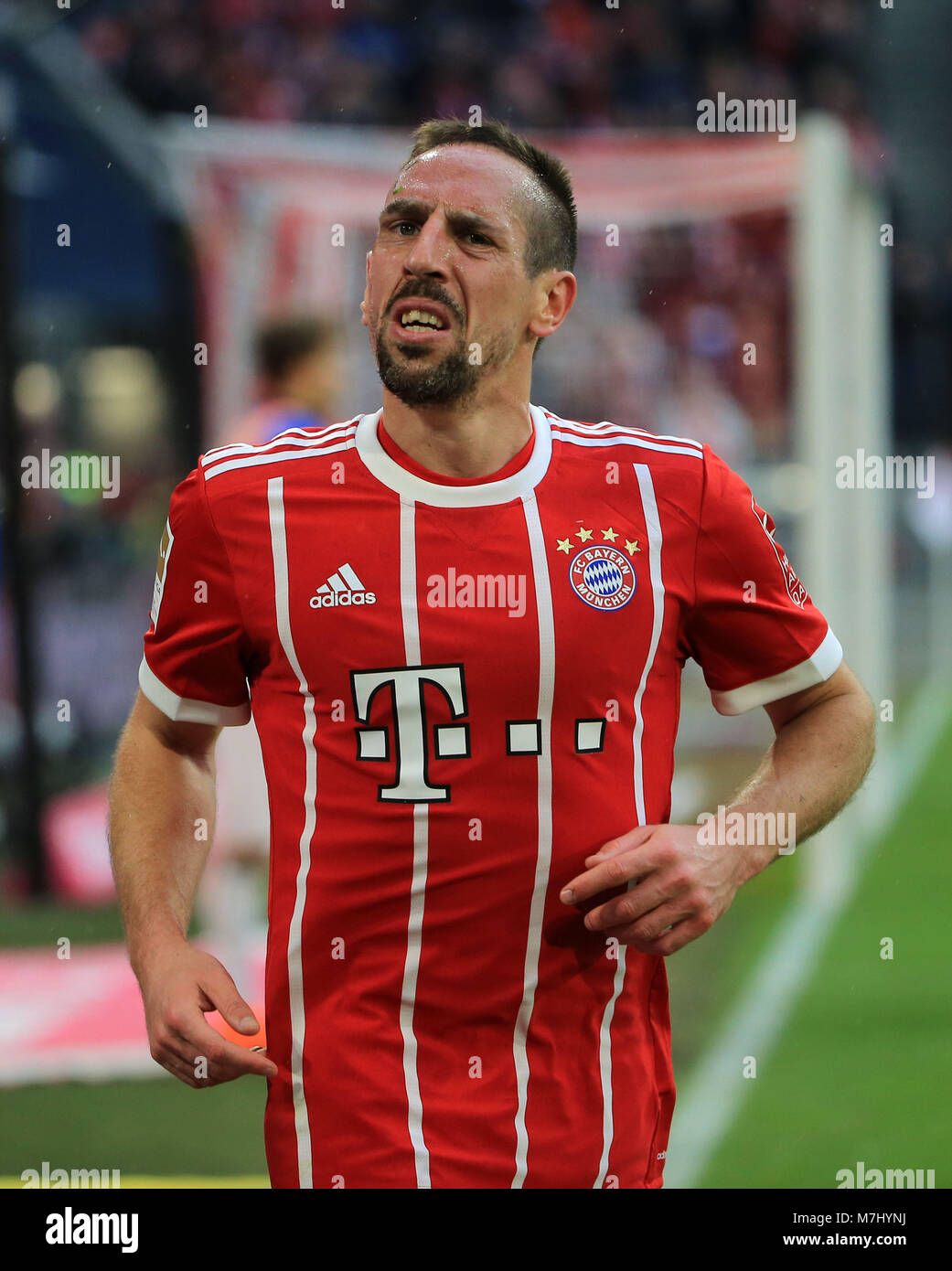Munchen Deutschland 10 Mar 2018 Bayern Munchen Franck Ribery Feiert Seinen Zahlen Wahrend Einer Deutschen Bundesligaspiel Zwischen Bayern Munchen Und Dem Hamburger Sv In Munchen Deutschland Am 10 Marz 2018 Bayern Munchen