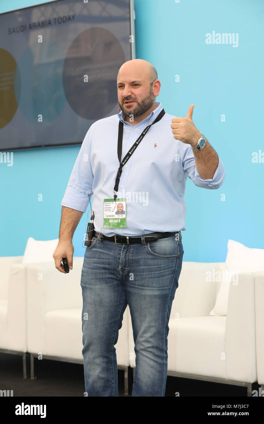 Dubai, Vereinigte Arabische Emirate, 11. März 2018, Hussein Dajani, General Manager der Digital Marketing - Afrika, Naher Osten, Türkei und Indien, Nissan, Lautsprecher © ifnm/Alamy leben Nachrichten Stockfoto