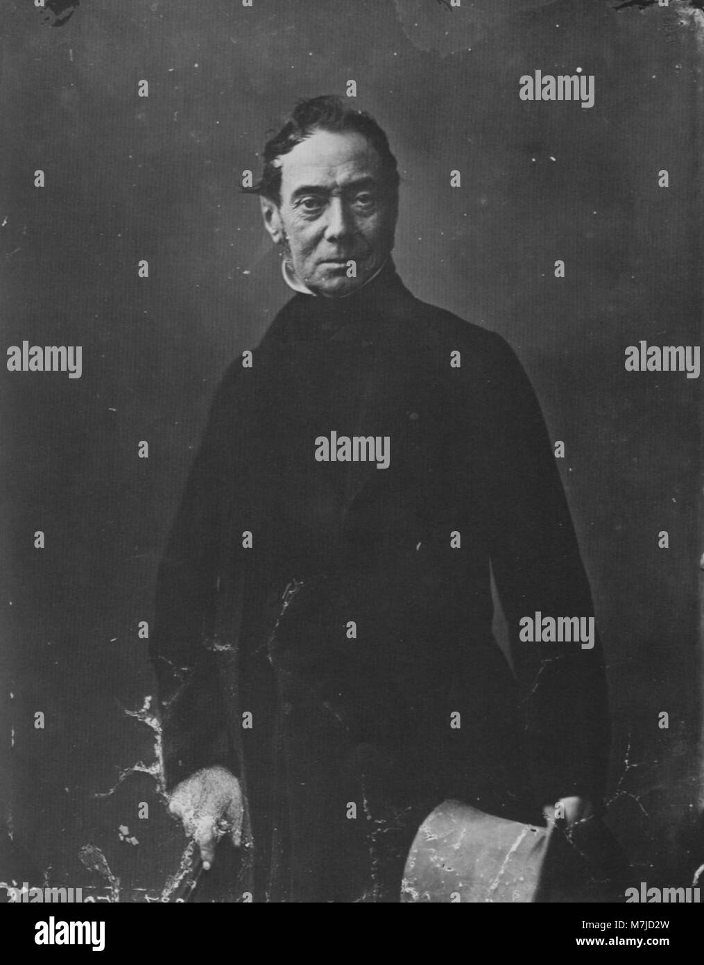 Dieses Porträt zeigt Hilaire Rouvill, Marquis de Boissy, eine einflussreiche Figur aus dem 19. Jahrhundert, die vom Fotografen Gaspard-Félix Tournachon aufgenommen wurde. Das Bild spiegelt den aristokratischen Stil und die kulturelle Bedeutung der Zeit wider. Stockfoto