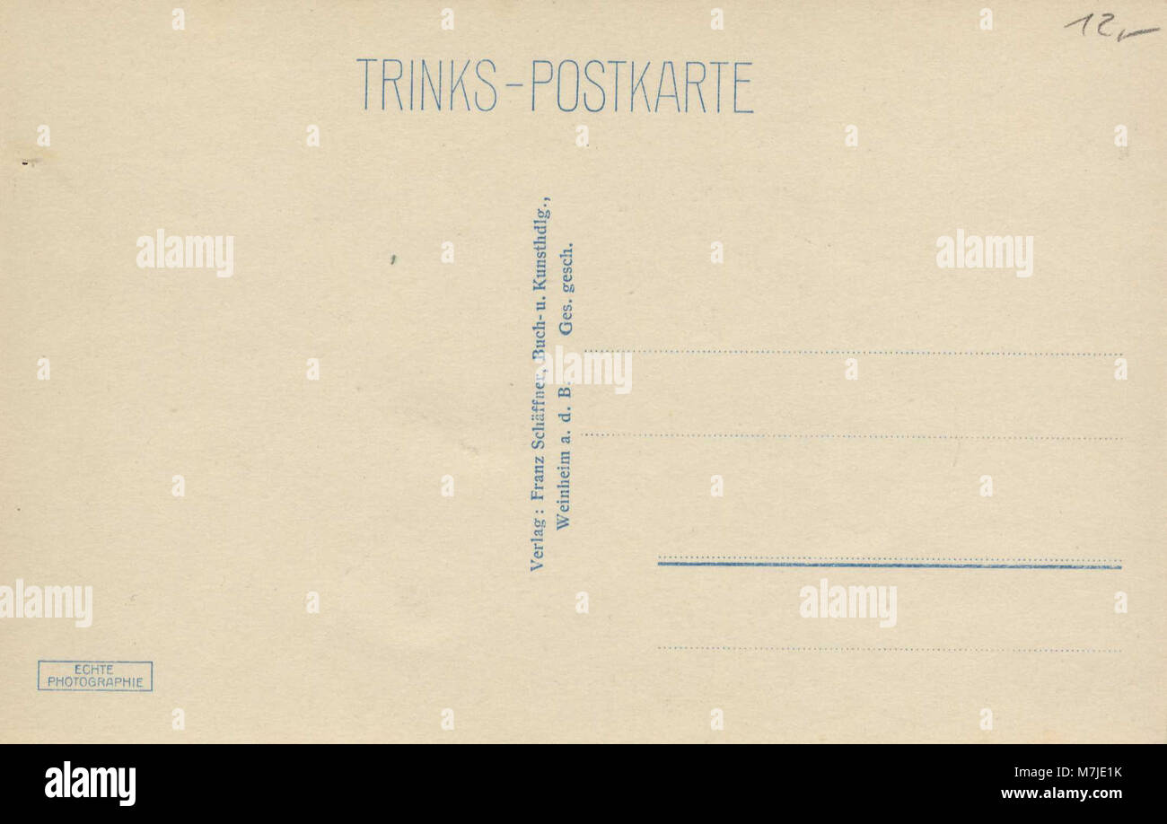 Eine historische Postkarte zeigt das Gräfliche von Berckheim in Weinheim, Baden-Württemberg, mit Blick auf das nahe gelegene Schloss Windeck und die Burg Wachenburg. Stockfoto