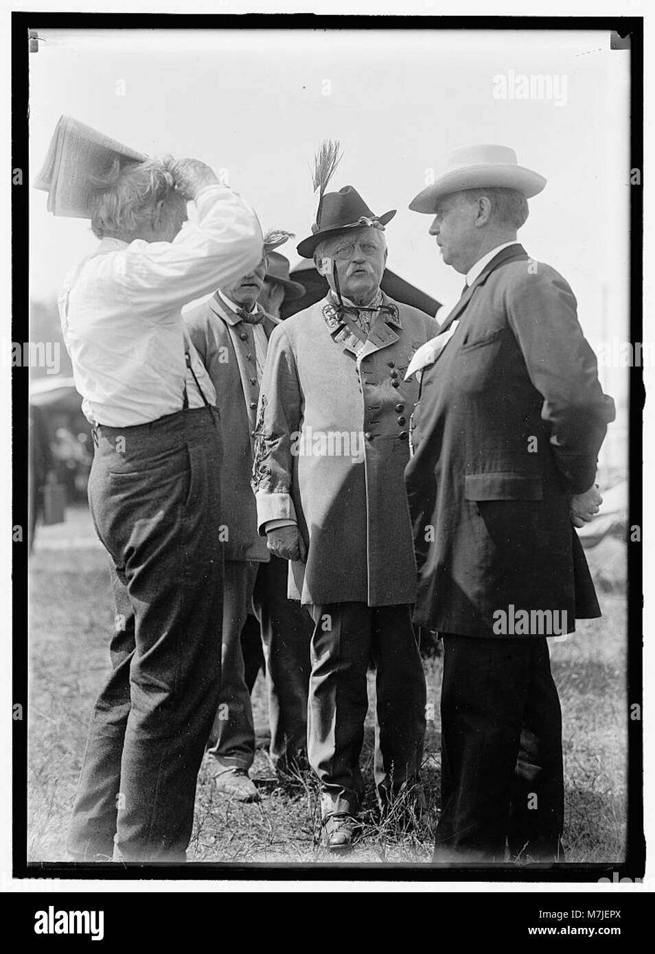 Ein Foto, das die Gettysburg-Wiedervereinigung der Großen Armee der Republik (G.A.R.) und der United Confederate Veterans (U.C.V.) dokumentiert, um an die Schlacht von Gettysburg im Amerikanischen Bürgerkrieg zu erinnern. Stockfoto