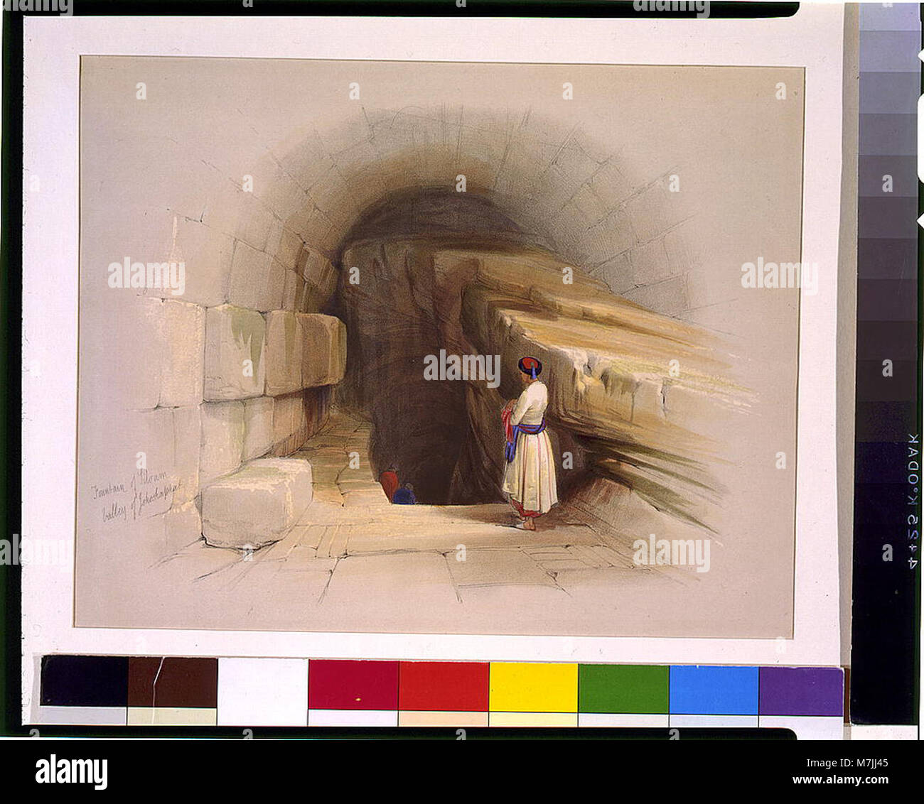 Der Brunnen von Siloam, der sich im Tal Jehosaphat befindet, ist eine antike biblische Stätte in Jerusalem. Es wurde traditionell angenommen, dass es der Ort war, an dem Jesus einen blinden Mann heilte, wie es im Johannesevangelium beschrieben wurde. Stockfoto