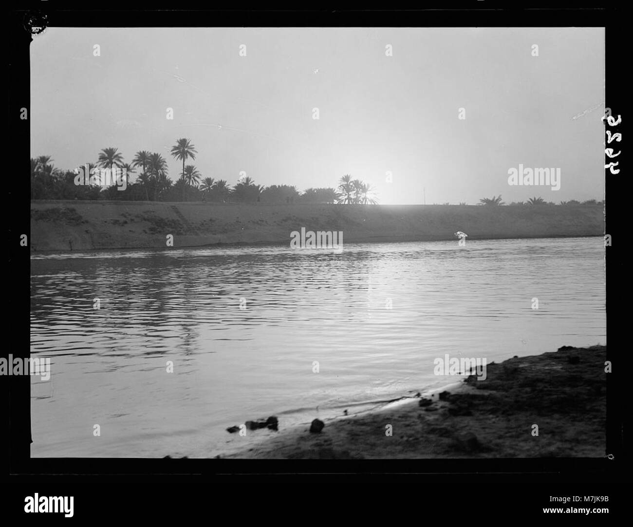 Irak. (Mesopotamien). Bagdad. Fluss Szenen auf dem Tigris. Die Tigris. Abend glühen auf dem Fluss LOC matpc.16036 Stockfoto