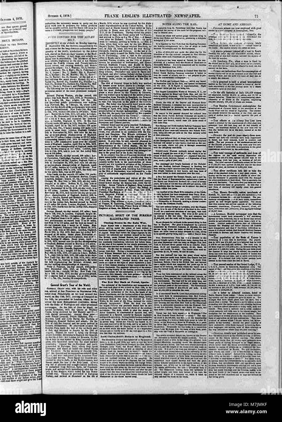 Seite Text ohne Illus. in Frank Leslie's Illustrierte Zeitung, 4. Oktober 1879, S. 71, enthält Artikel - 5. Wettbewerb für die astley Belt; der General Grant Tour der Welt; Schließen LCCN 2002717675 Stockfoto