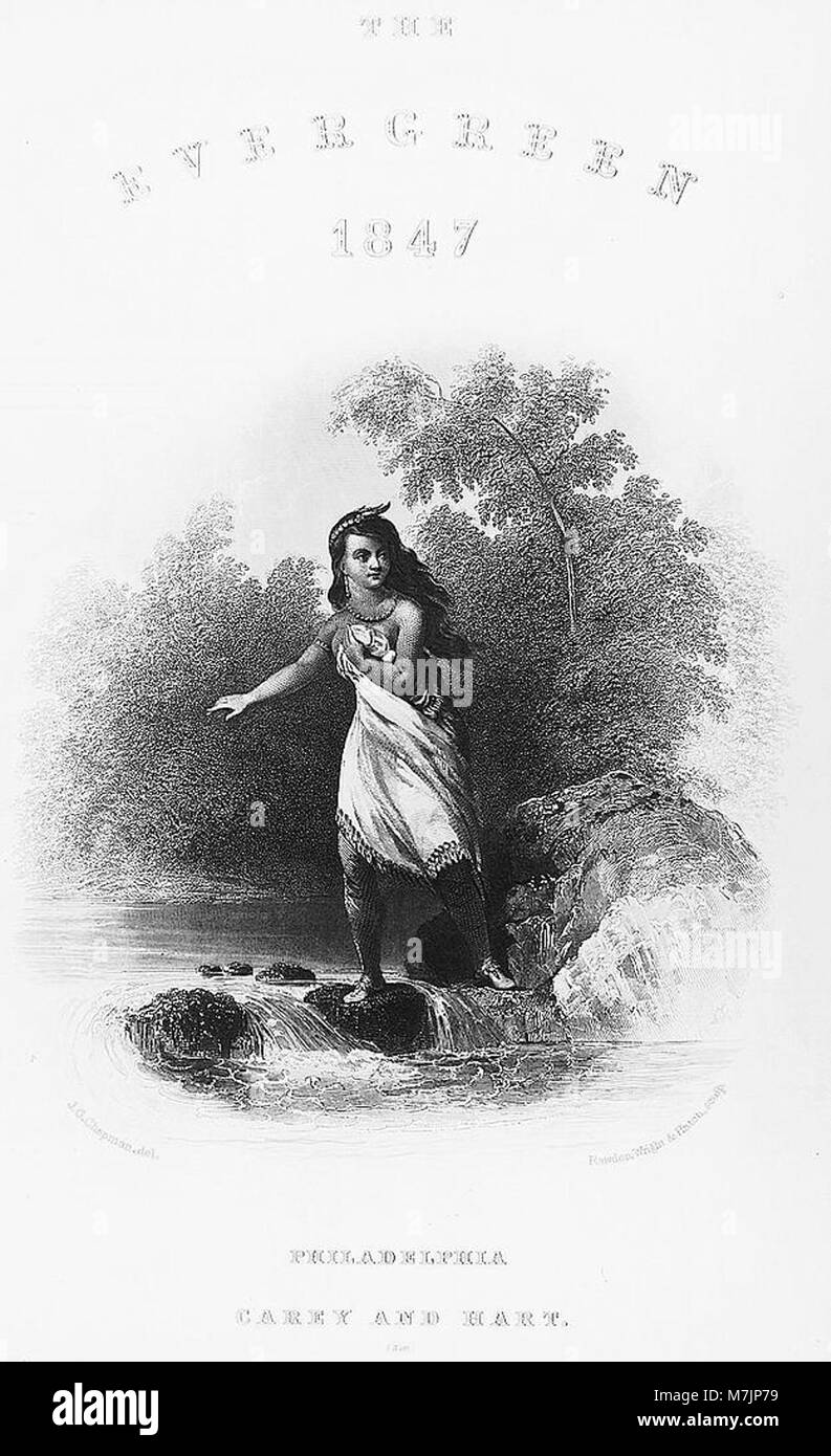 Dieser Gravur zeigt die Tochter des Häuptlings, die von dem Künstler J. G. Chapman aufgenommen wurde, und bietet einen Einblick in das kulturelle Porträt der Zeit. Stockfoto