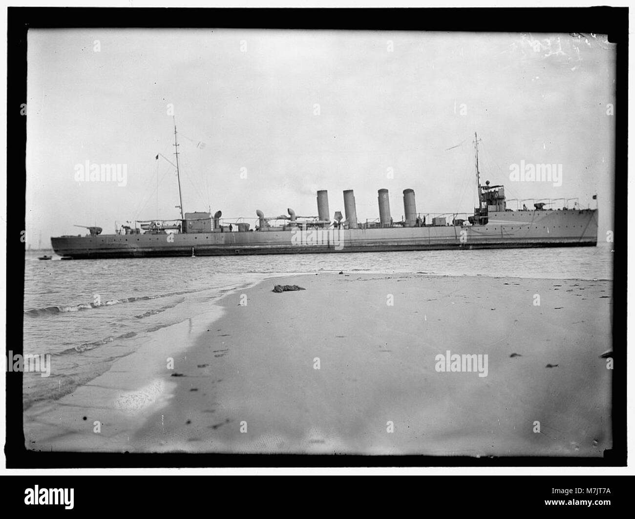Eine Darstellung des Torpedobootzerstörers der Paulding-Klasse der US Navy, ein Kriegsschiff, das im späten 19. Und frühen 20. Jahrhundert eingesetzt wurde. Das Bild zeigt das Design und die militärischen Fähigkeiten des Schiffes. Stockfoto