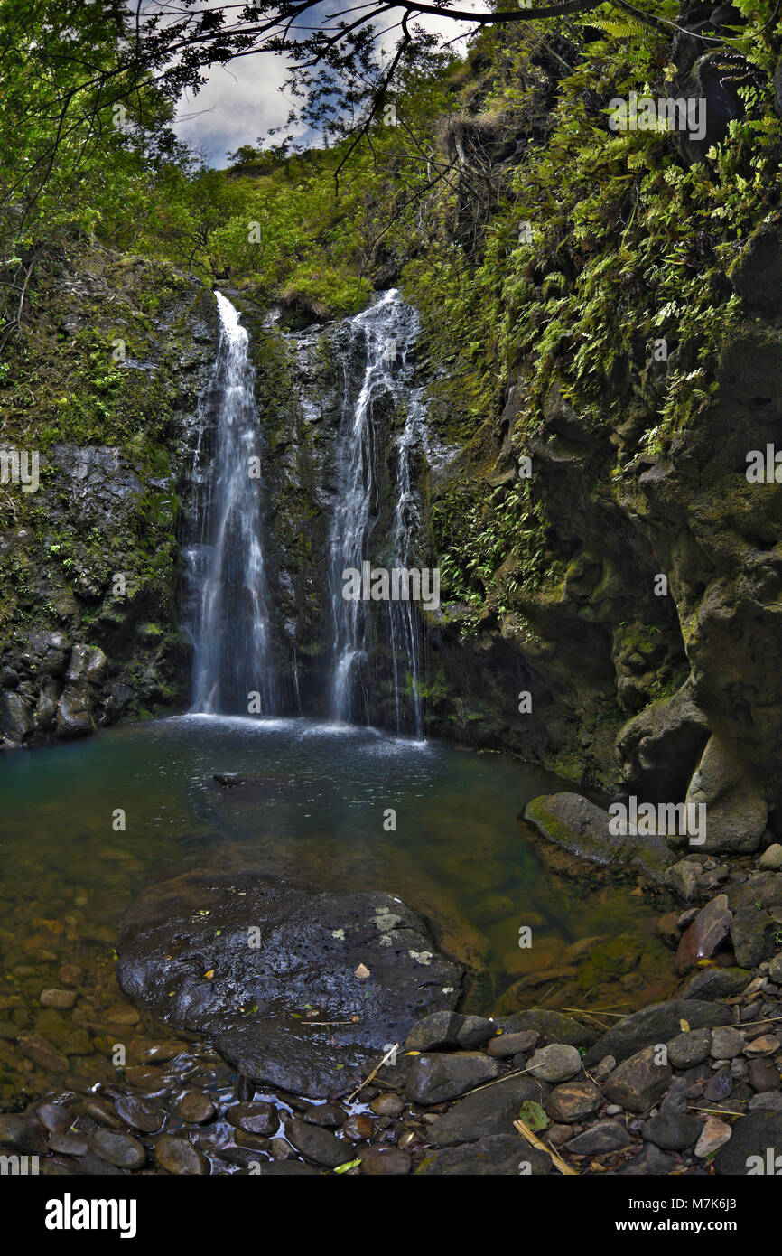 Wasserfall in der West Maui Mountains, Hawaii. Stockfoto