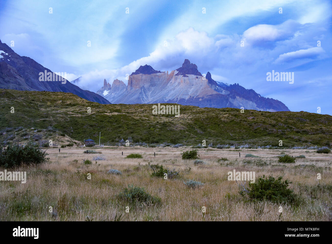 Cuerno Auftraggeber und dem Valle Frances, Torres del Paine Nationalpark. Patagonien, Chile Stockfoto