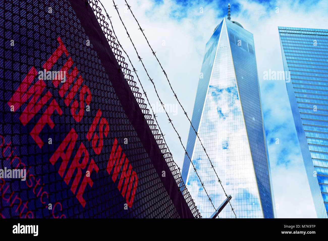 New York, USA - 24. April 2015: Das One World Trade Center und dem Satz in Lower Manhattan, New York City, USA. Es ist eine WTC in Kurz, oder Freedom Tower, UNS Stockfoto