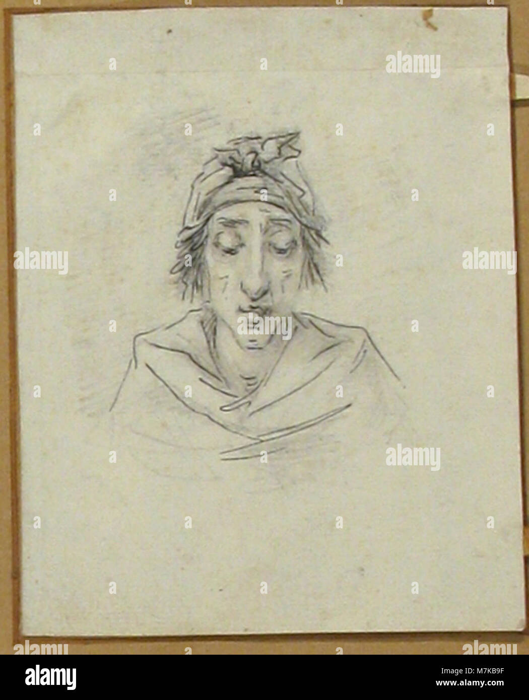 Diese Zeichnung mit Stift und schwarzer Tinte von Dominique Vivant Denon um 1794 Karikaturen Georges-Auguste Couthon (1756–1794), Präsident des Konvents im Jahr 1793, dargestellt auf dem Weg zur Guillotine am 28. Juli 1794 (10 Thermidor, Jahr II). Stockfoto