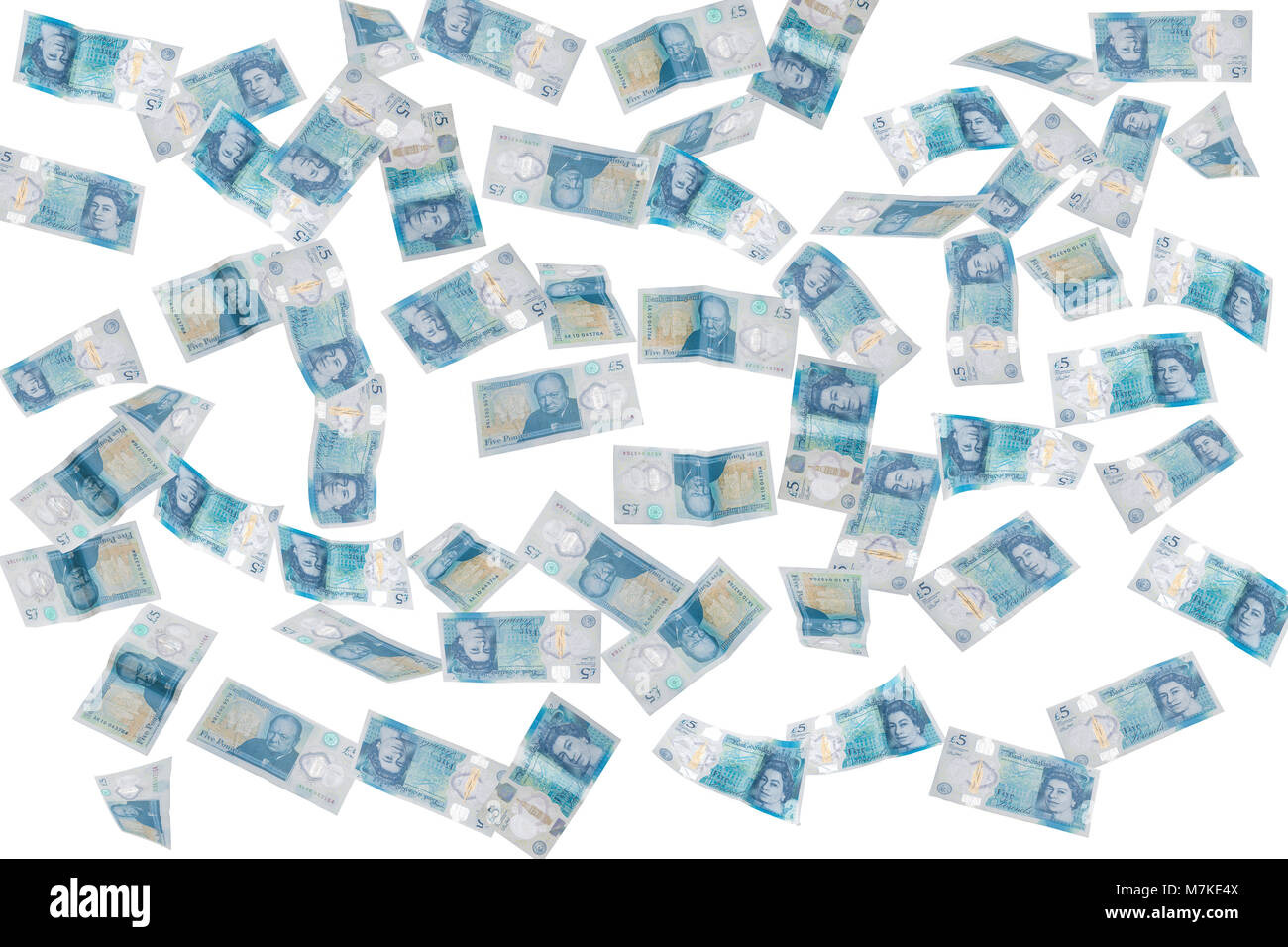 Konzept Bild des britischen Banknoten/Währung fallen Stockfoto