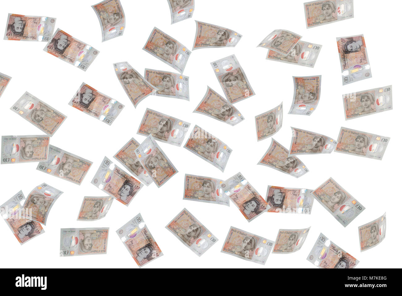 Konzept Bild des britischen Banknoten/Währung fallen Stockfoto