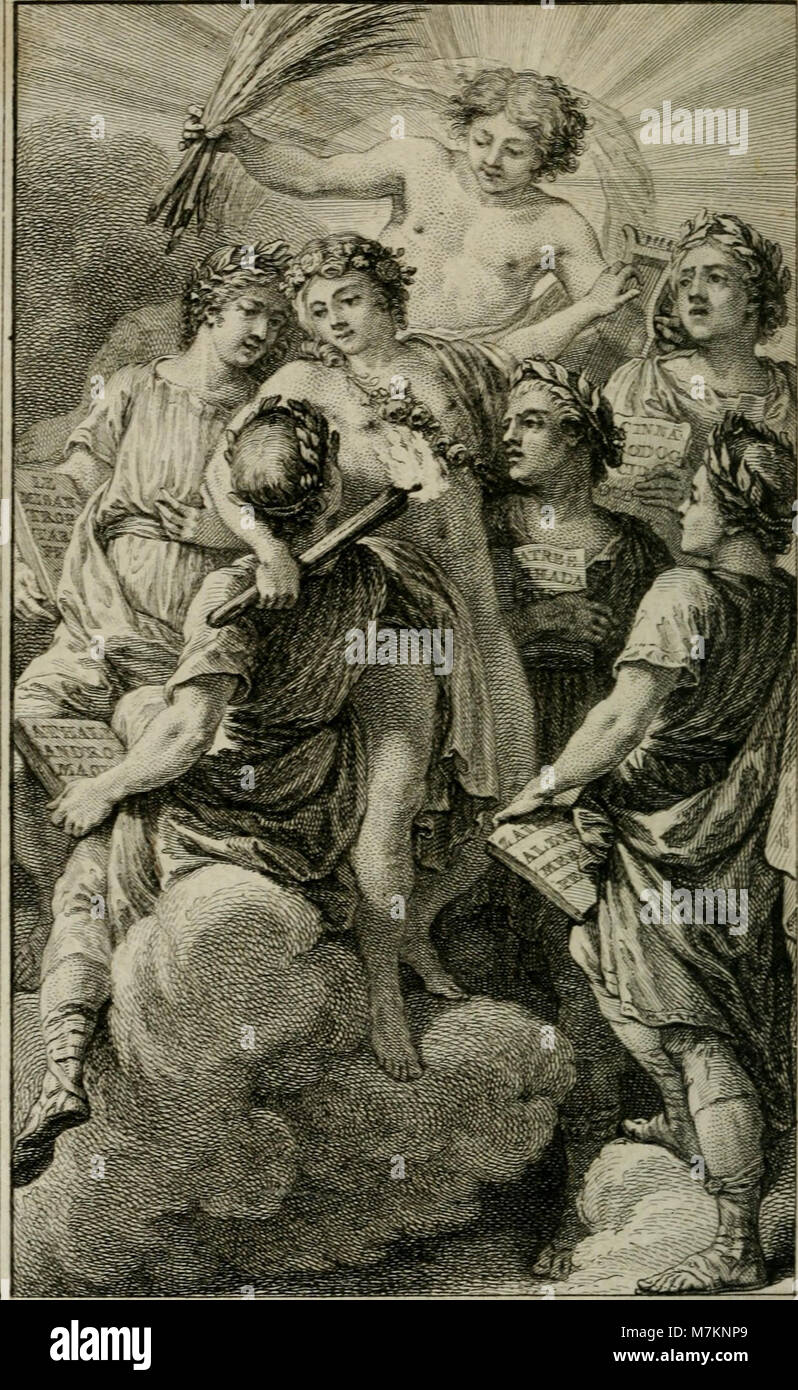 Eine bibliographische Aufzeichnung französischer Theaterwerke von frühen Mysterienspielen bis zur Zeit von Pierre Corneille, die Zusammenfassungen und Katalogisierungen der Inszenierungen im Théâtre Francois anbietet. Stockfoto