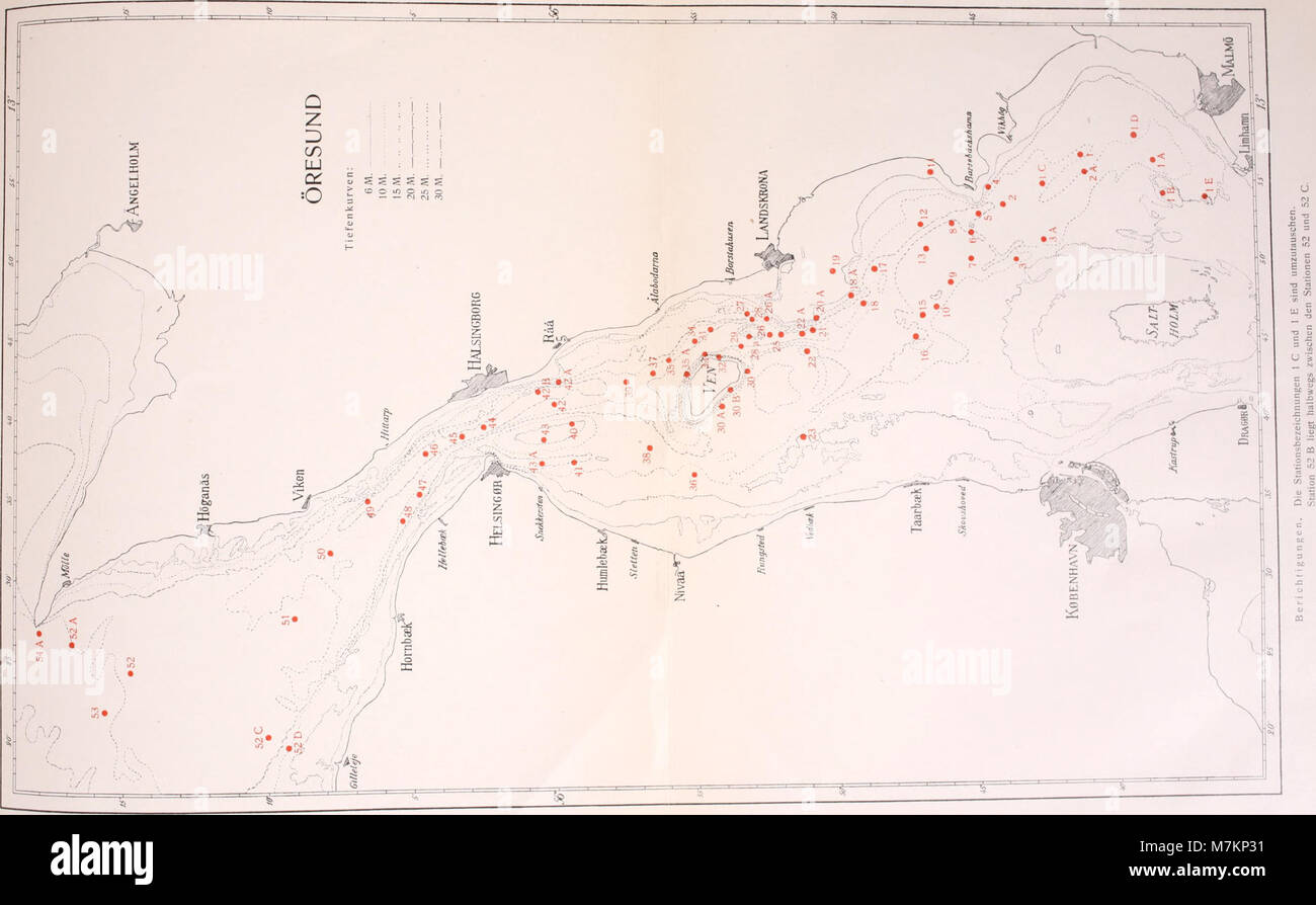 Diese wissenschaftliche Studie aus dem Jahr 1920 untersucht die Polychaeta der Region Øresund und liefert biologische und faunale Analysen mit detaillierten Karten und Abbildungen von Meereswurmarten. Stockfoto