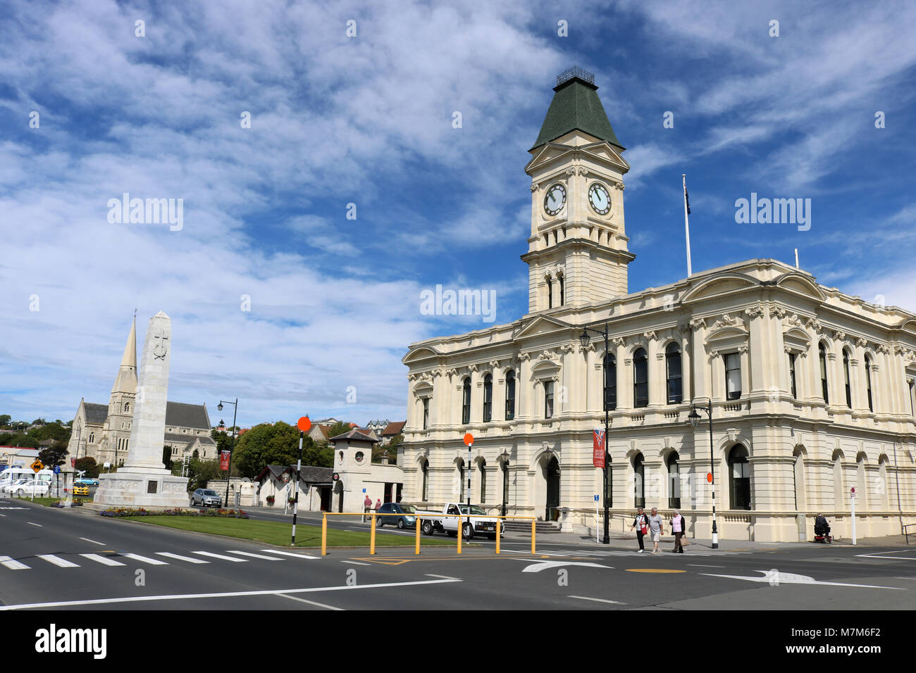 Waitaki Kreishaus, Thames Street, Oamaru, Otago, Neuseeland mit Clock Tower ist ein Grad 1 mit Erbe Neuseeland aufgelistet. Stockfoto