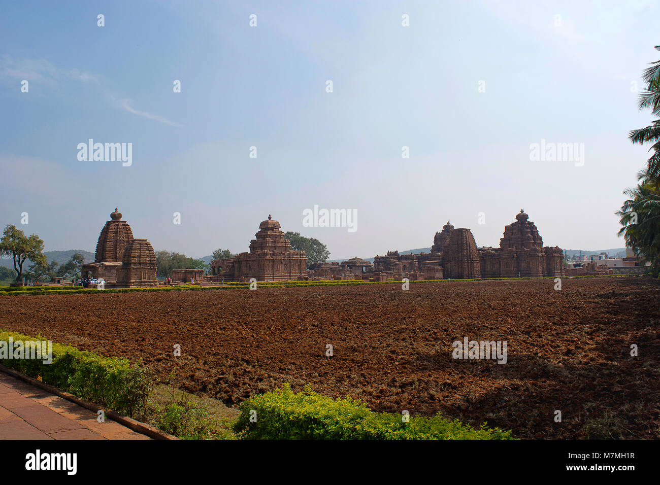 Ansicht von Pattadakal Tempelanlage, Pattadakal, Karnataka, Indien Stockfoto
