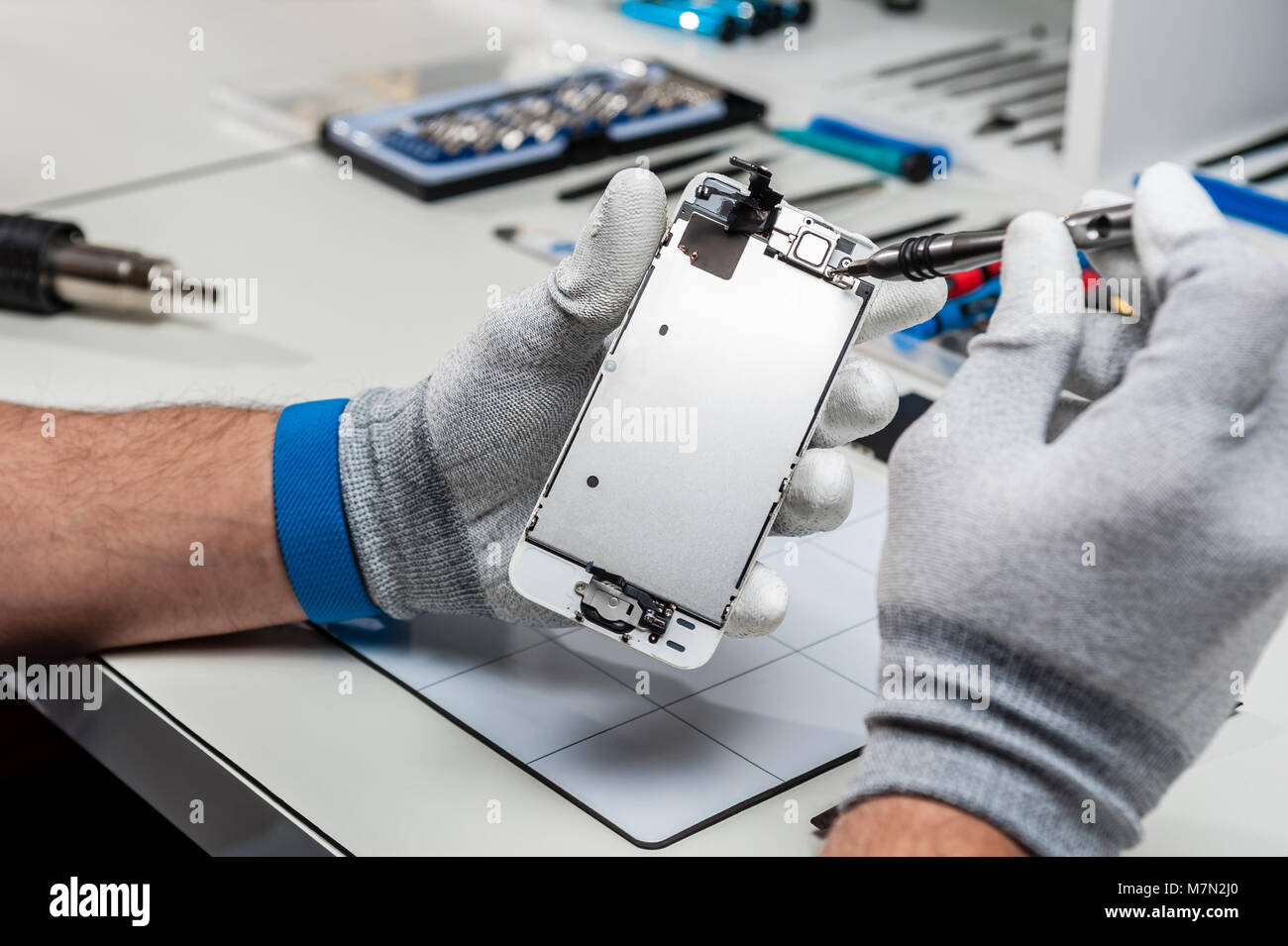 Close-up Fotos, Prozess der Handy Reparatur Stockfotografie - Alamy