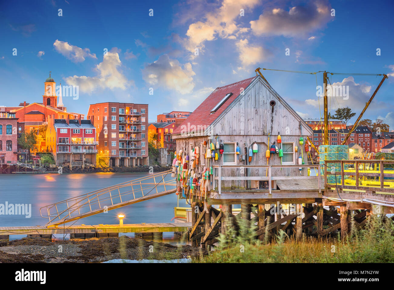 Portsmouth, New Hampshire, USA River Town in der Morgendämmerung. Stockfoto