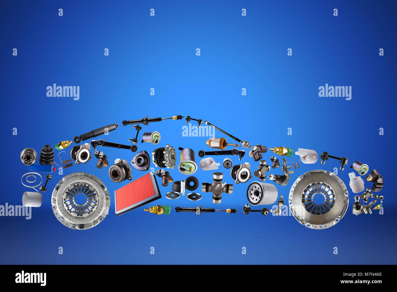 Pkw von neue Ersatzteile Auto Teile für Shop Aftermarket montiert. Stockfoto