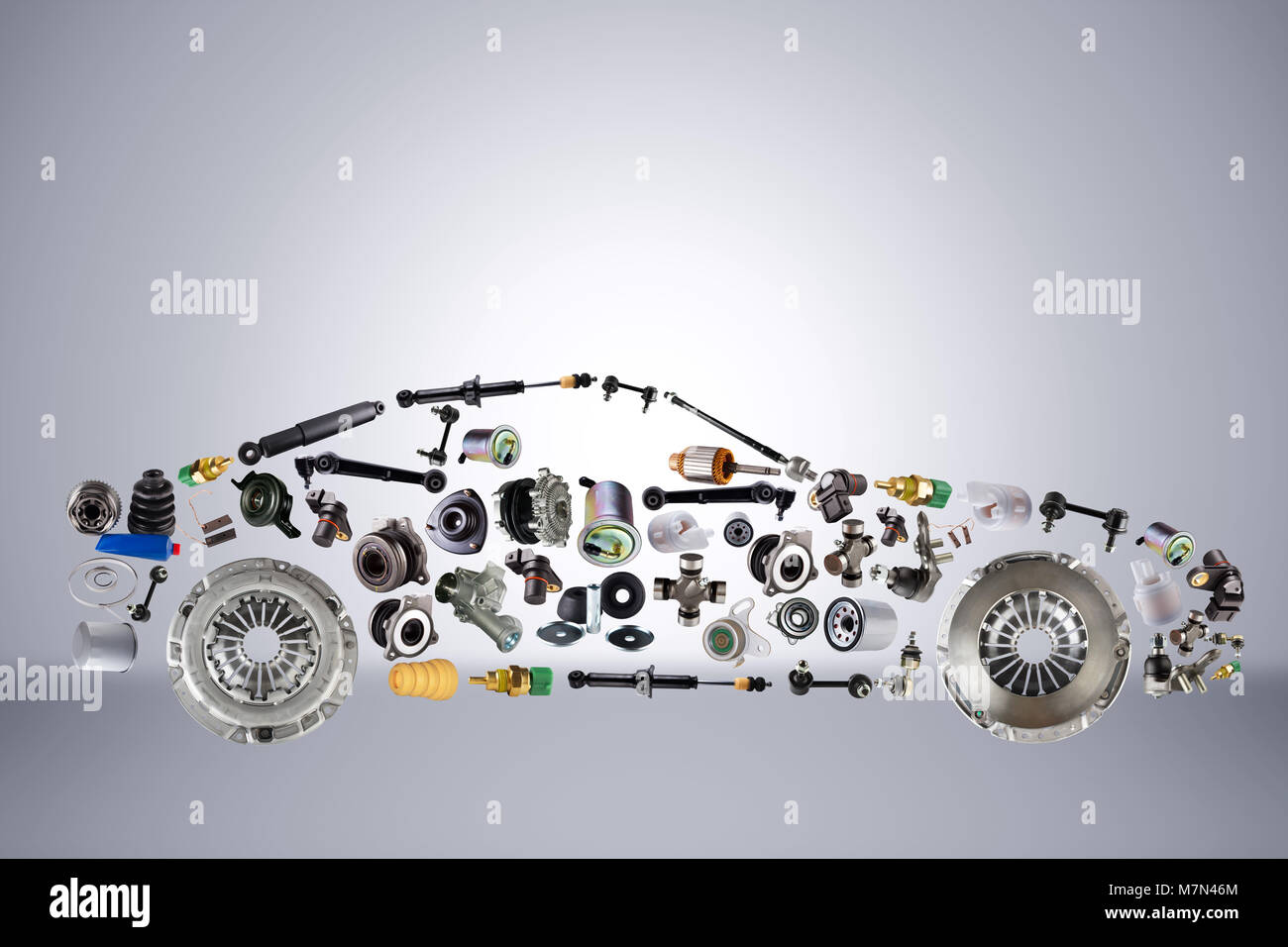 Pkw von neue Ersatzteile Auto Teile für Shop Aftermarket montiert. Stockfoto