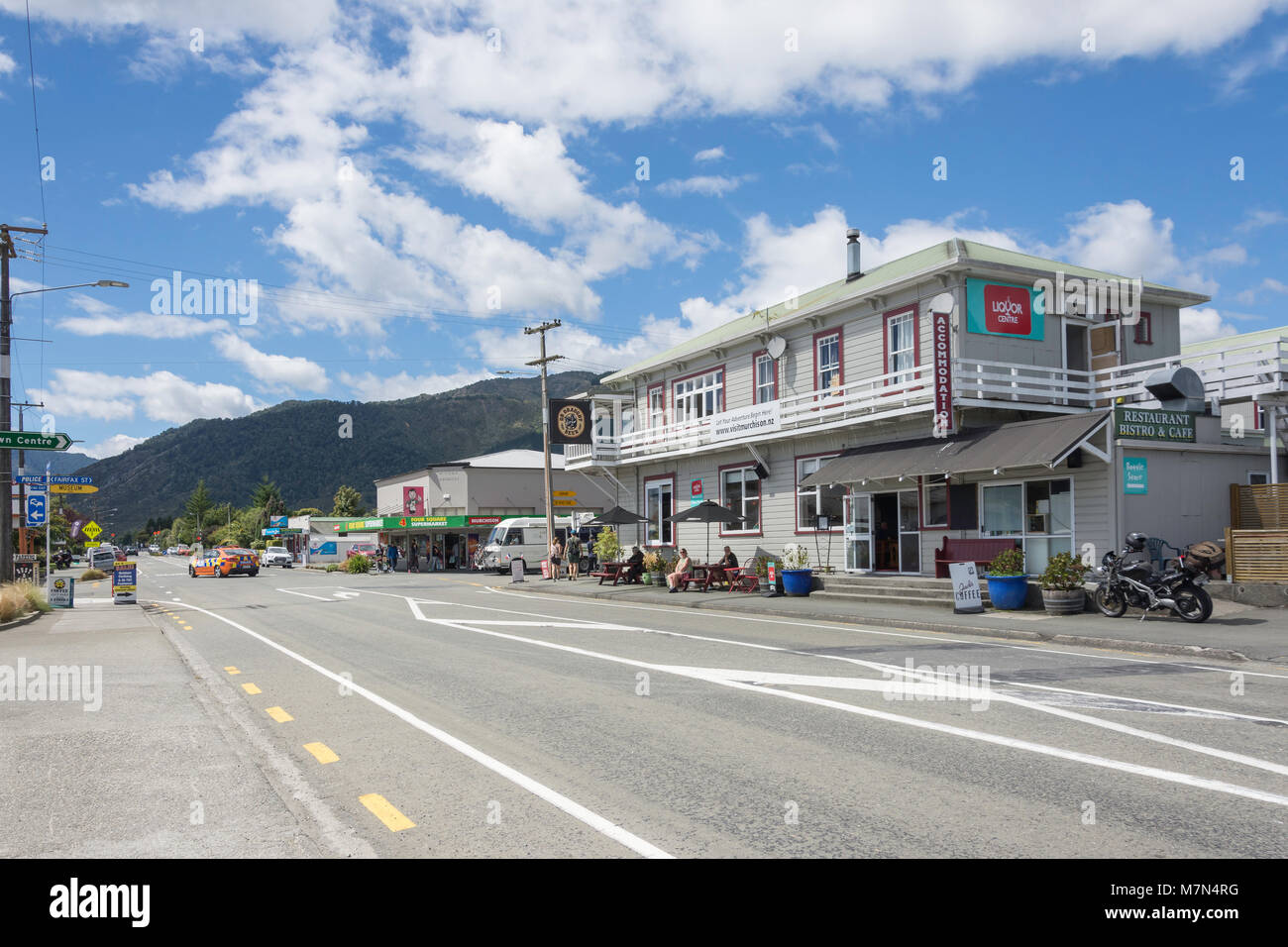 Waller Straße (Bundesstraße 6), Murchison, Tasman, Neuseeland Stockfoto