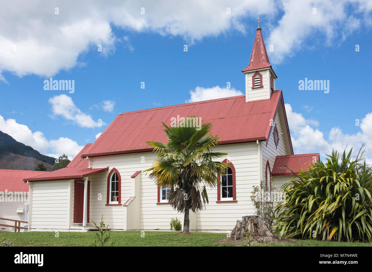 Anglikanische Kirche St. Paul, Fairfax Street, Murchison, Tasman, Neuseeland Stockfoto