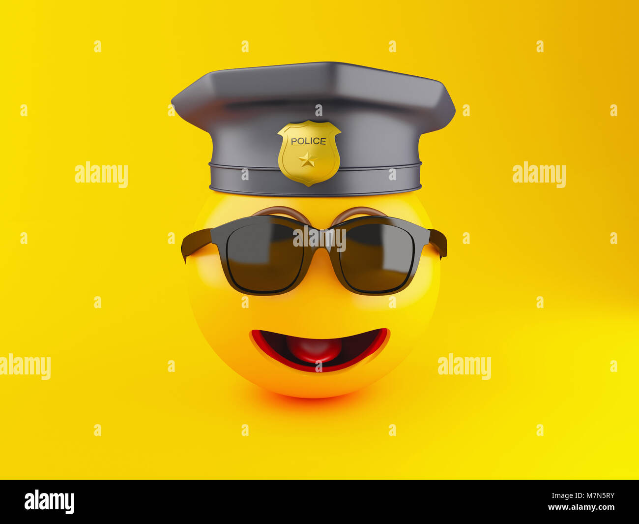 3D-Darstellung. Polizist Emoji Icons mit der Polizei. Social media Konzept. Stockfoto