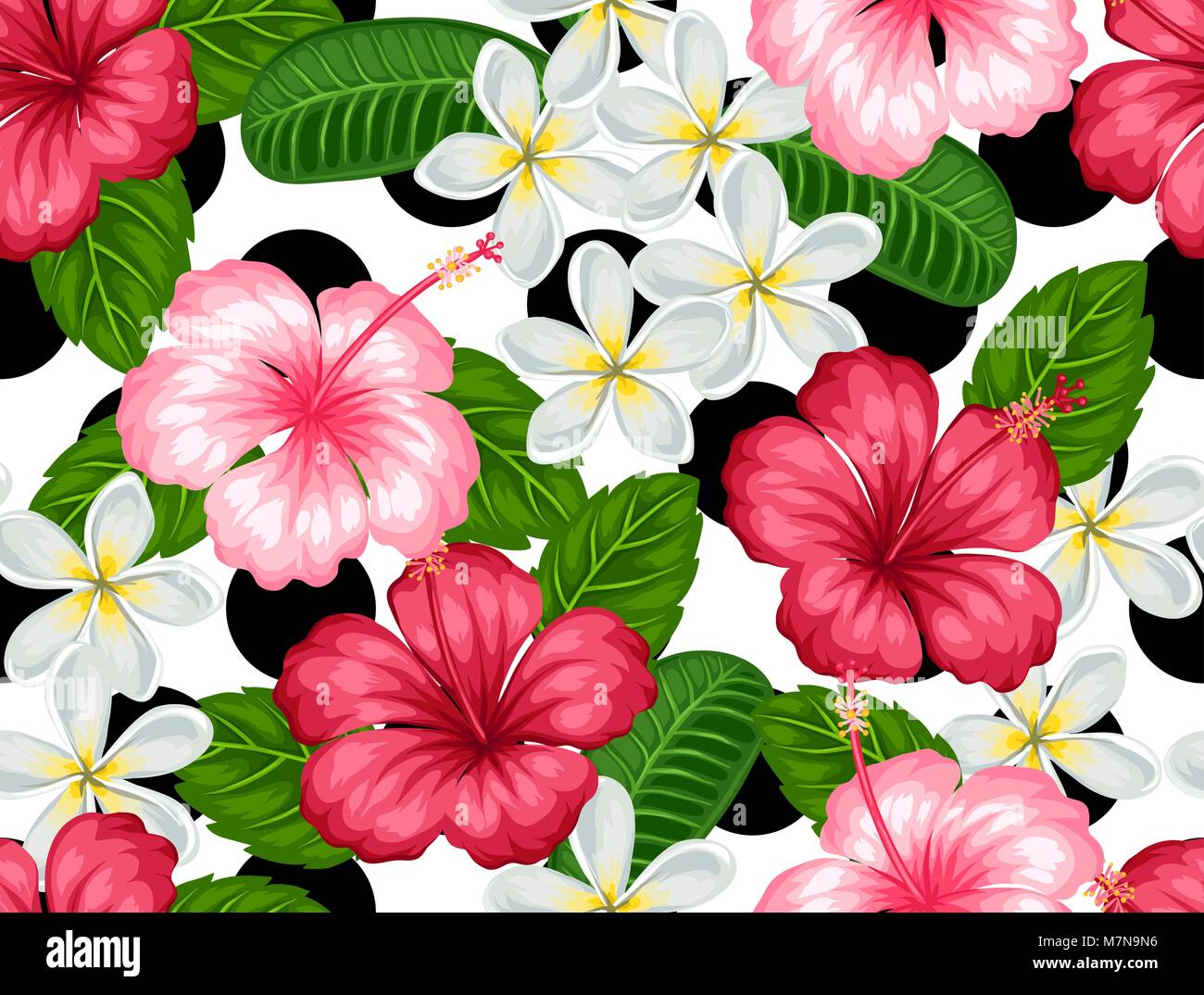 Nahtlose Muster mit tropischen Blumen Hibiskus und plumeria. Hintergrund  ohne freistellungsmaske gemacht. Einfach für Hintergrund, Textil,  Verpackung Papier Stock-Vektorgrafik - Alamy